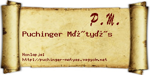 Puchinger Mátyás névjegykártya